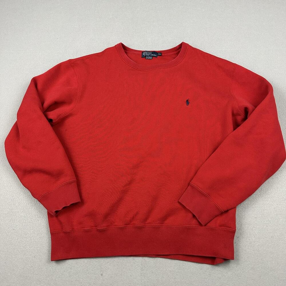 Vintage Polo Ralph Lauren Sweater Men XL Red Crewneck Pullover XL *